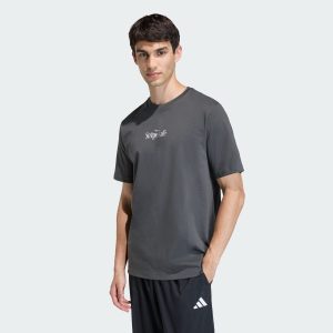 Áo Thun Adidas Graphic Coffee Cafe Donut Box Nam Xám