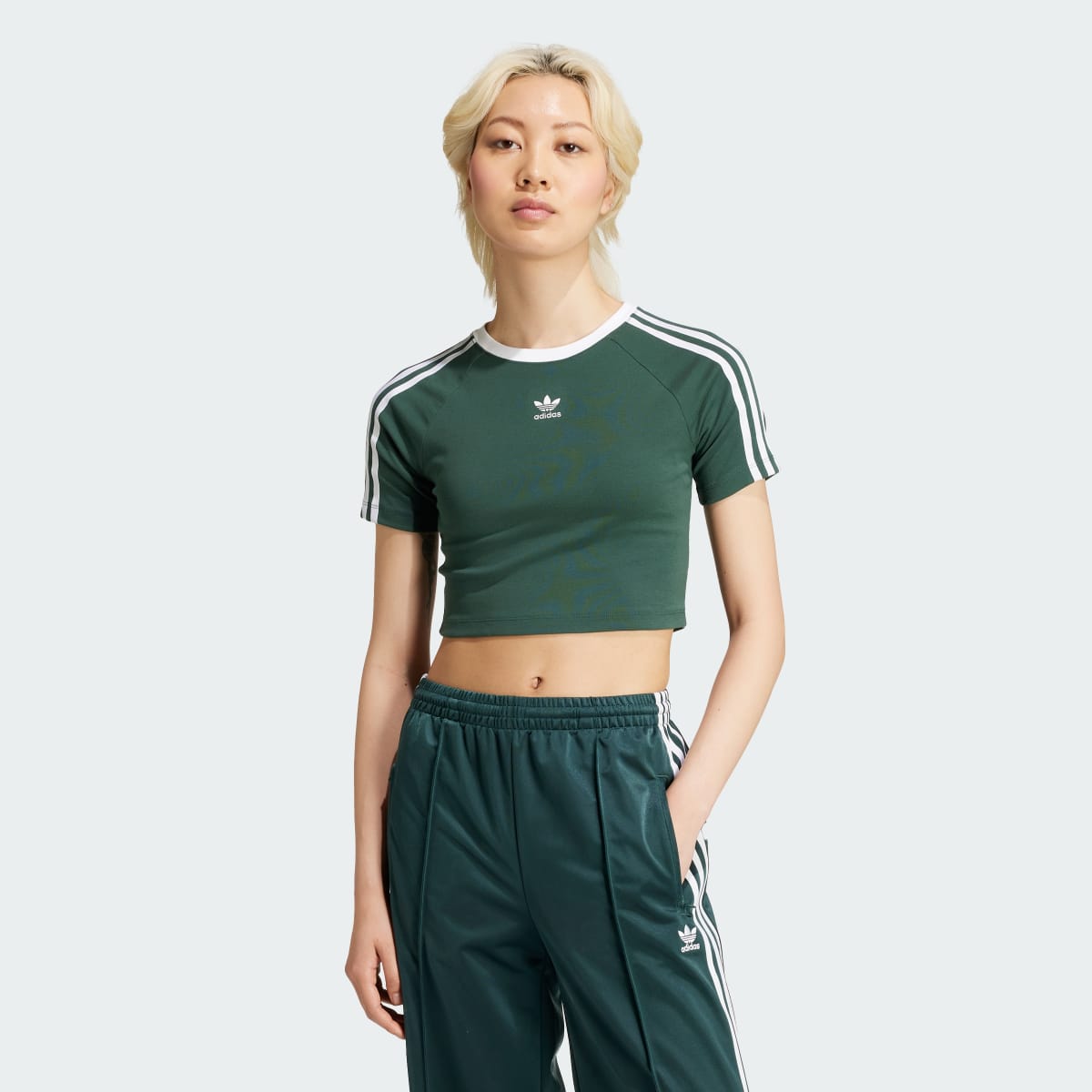 Áo Thun Adidas Baby Tee 3 Sọc Nữ màu xanh lá chính hãng BF365