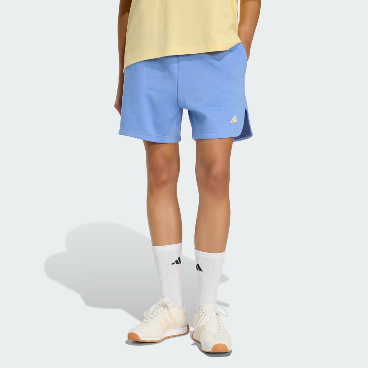 Quần Short Nỉ 3 Stripes Studio Nữ Xanh Dương