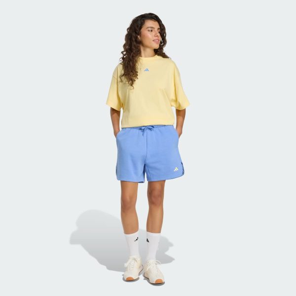 Quần Short Nỉ 3 Stripes Studio Nữ Xanh Dương