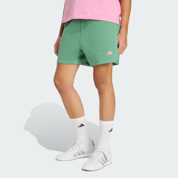 Quần Short Nỉ 3 Stripes Studio Nữ Xanh Lá