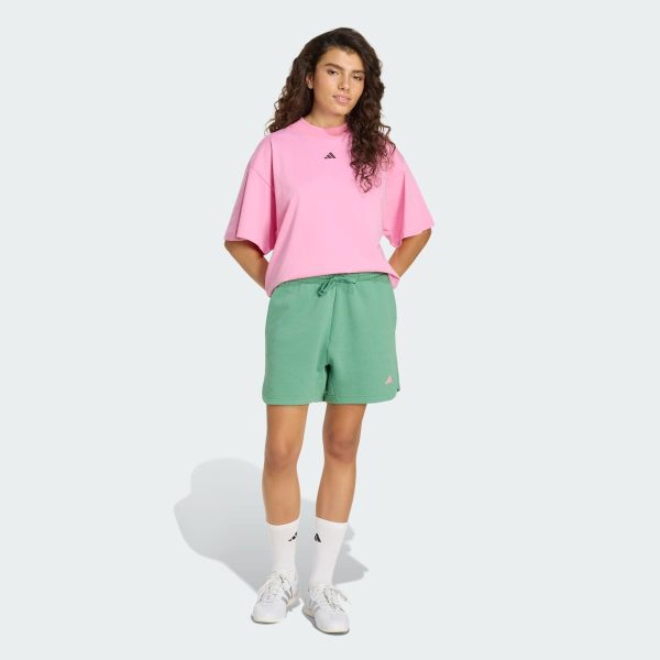 Quần Short Nỉ 3 Stripes Studio Nữ Xanh Lá